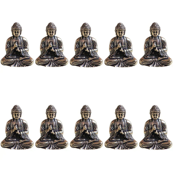 10 stk mini messing siddende Buddha statue figur til rejse buddhisme tilbedelse hjem kontor skrivebordsdekoration
