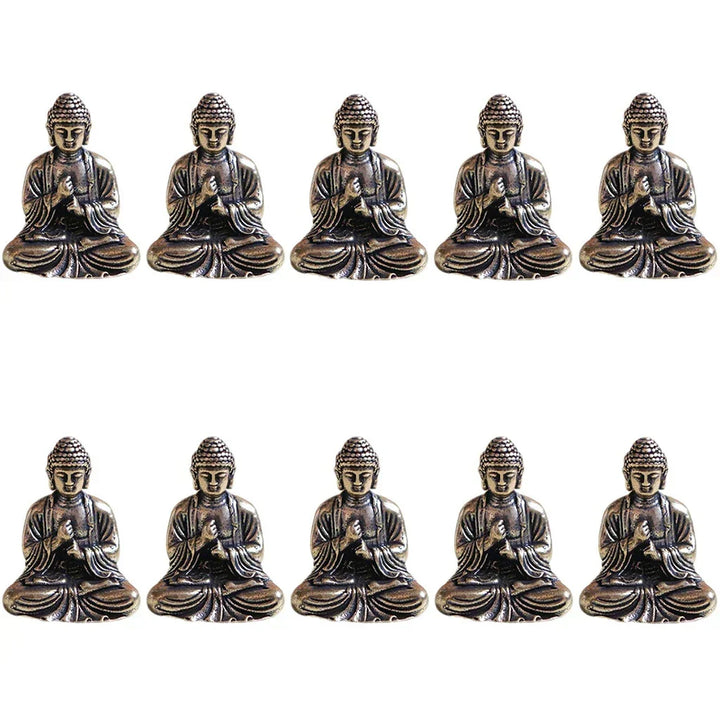 10 stk mini messing siddende Buddha statue figur til rejse buddhisme tilbedelse hjem kontor skrivebordsdekoration