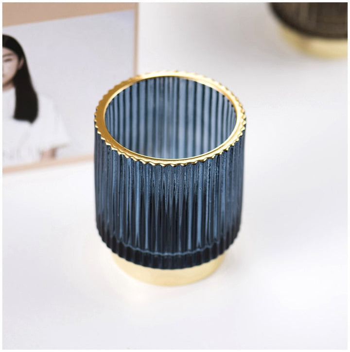 Elise Guldfolie Glas Makeup Holder &amp; Organizer