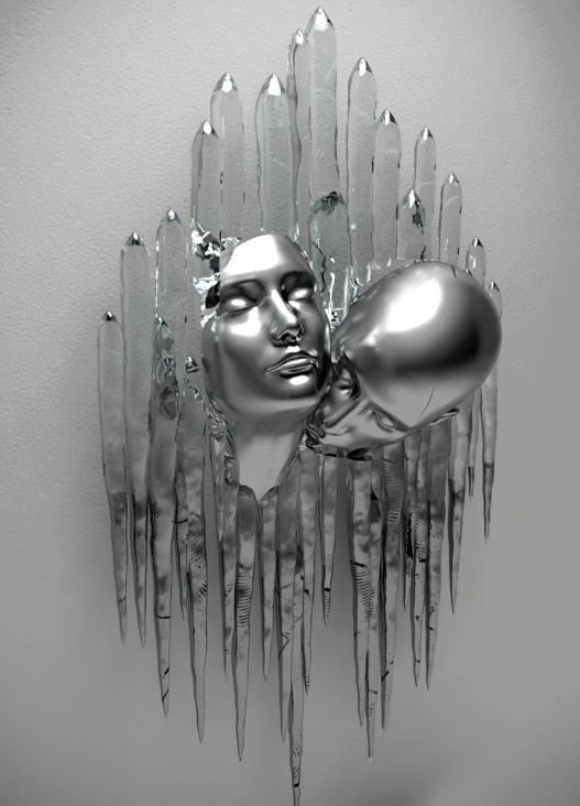 Metal Figur Statuer Stilarter Abstrakt Lærred Maleri Par Vægkunst Kærlighed Skulptur Plakat Print Hjem Dekor Living Room Gaver