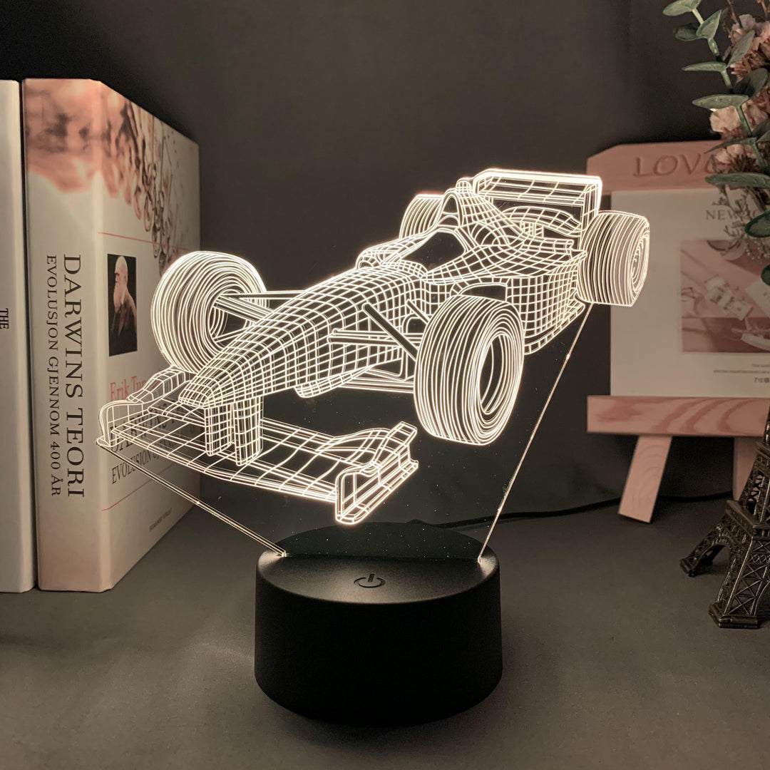 Formel-1-3D-Illusionslampe med farvetilstand