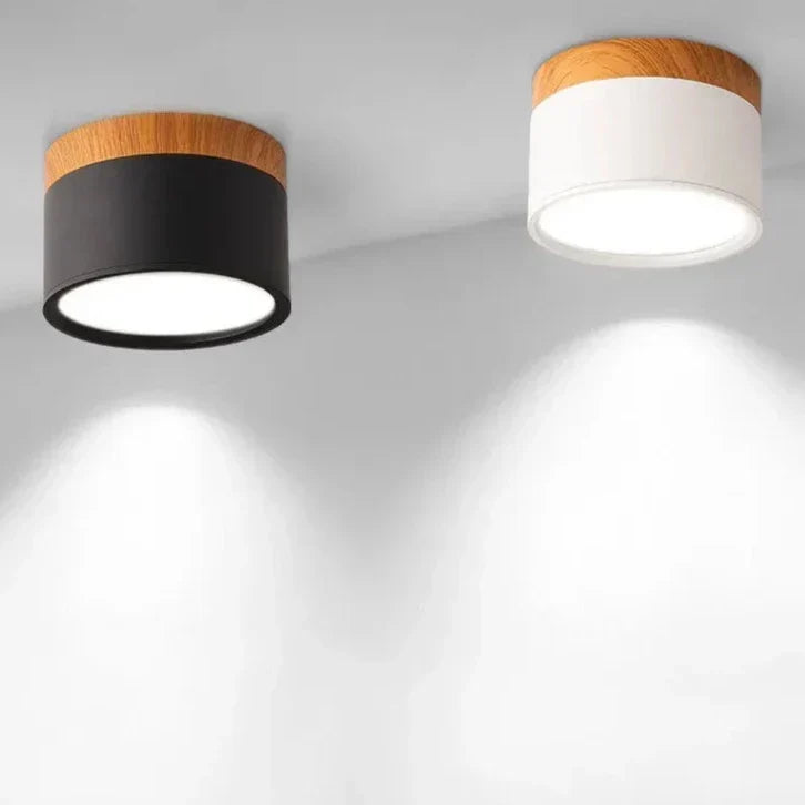 Alante - Nordisk Træ Stil Overflademonteret Rund Loftlampe
