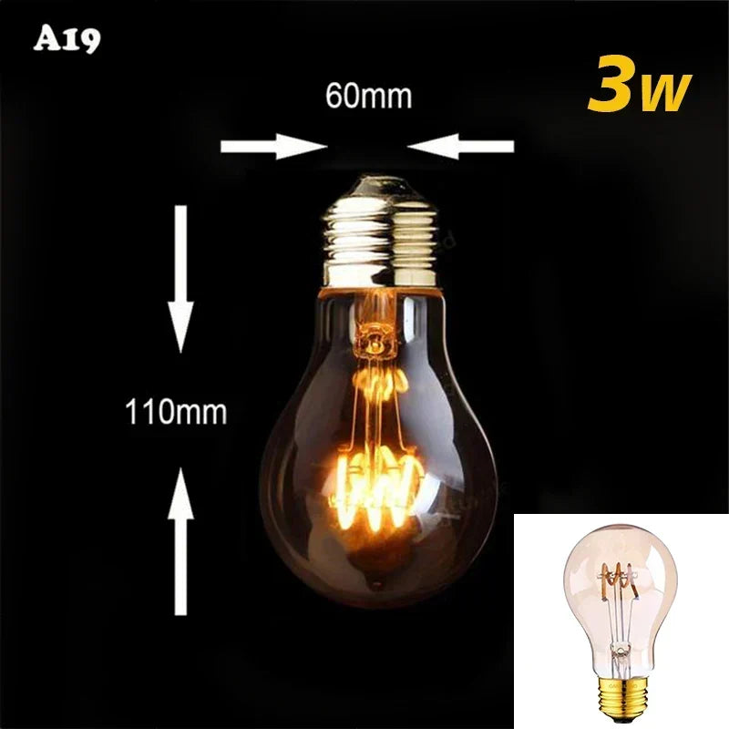 Dimmbar Vintage LED Pære (3W, E27 Base) - Gylden Spiral Filament til Kranse &amp; Dekorativ Belysning