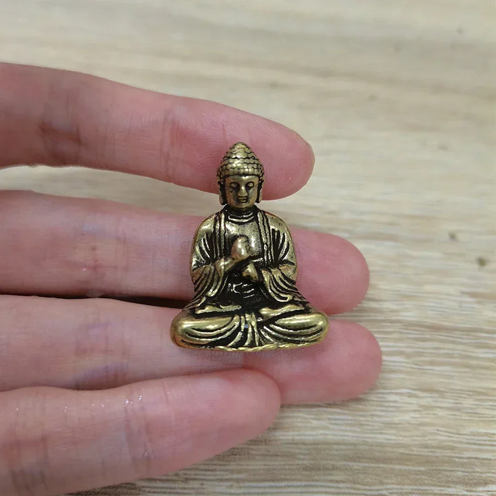 10 stk mini messing siddende Buddha statue figur til rejse buddhisme tilbedelse hjem kontor skrivebordsdekoration