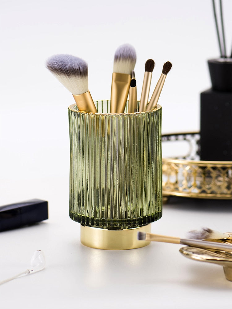 Elise Guldfolie Glas Makeup Holder &amp; Organizer