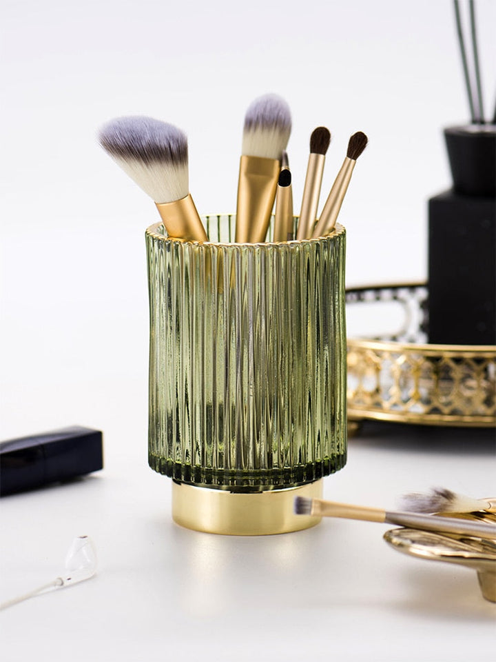 Elise Guldfolie Glas Makeup Holder &amp; Organizer