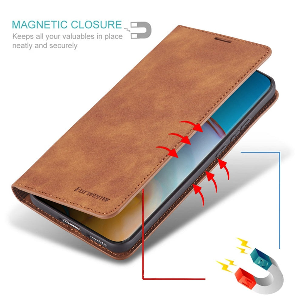 Huawei Cover: Magnetisk Lædertaske til Stilfuld Beskyttelse