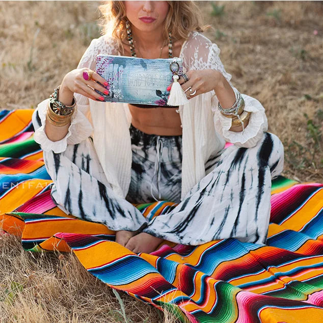 Boho Vibrant Mexicansk Serape Tæppe