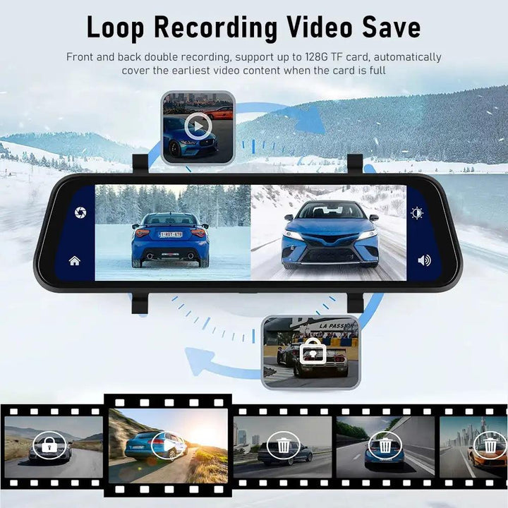 VisionMirror Pro – Ultra HD Spejl Dash Cam med Trådløs CarPlay &amp; Android Auto