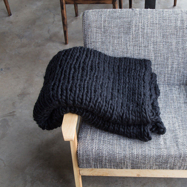 Tyk Strikket Plaid