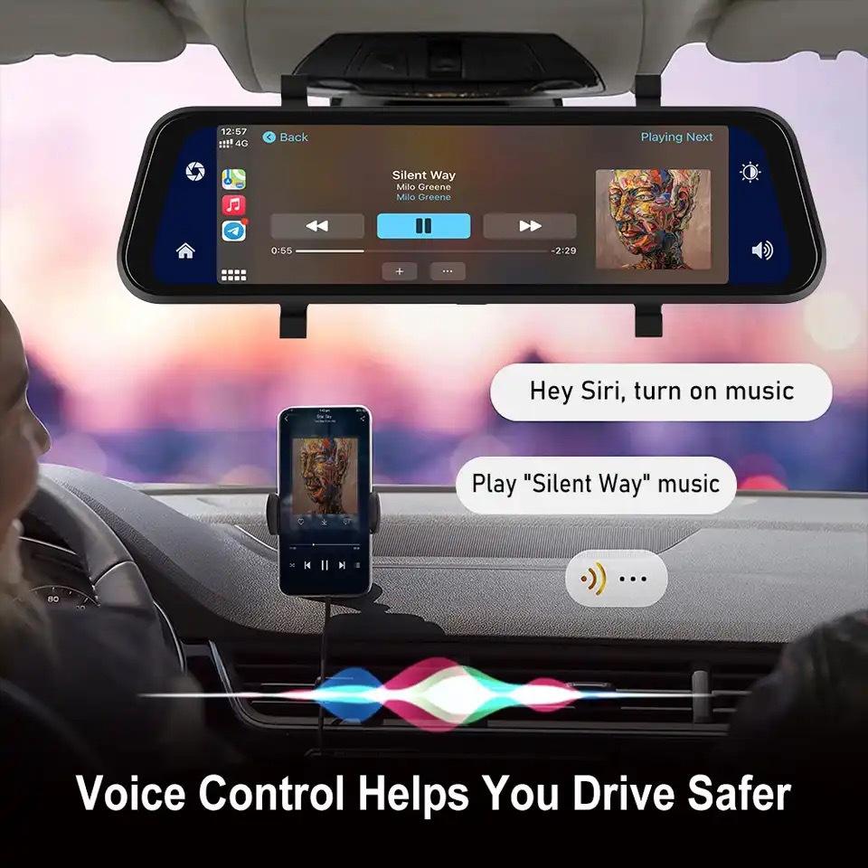 VisionMirror Pro – Ultra HD Spejl Dash Cam med Trådløs CarPlay &amp; Android Auto