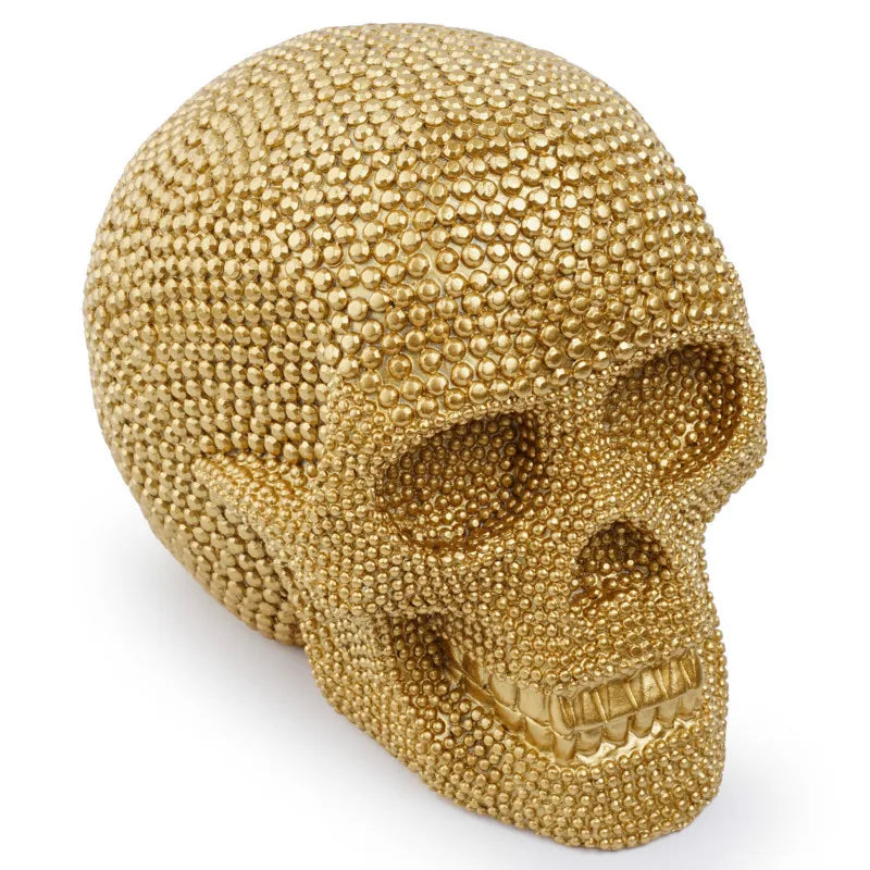 BUF Stor Sølv/Guld Dødningehoved Statue Harpiks Håndværk Dekorative Ornamenter Halloween Dekoration Skulptur Hjem Deko Figurer