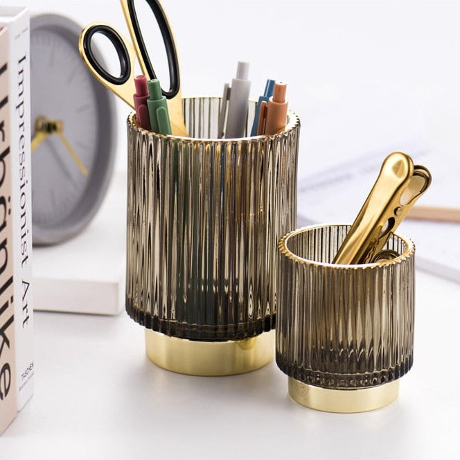 Elise Guldfolie Glas Makeup Holder &amp; Organizer