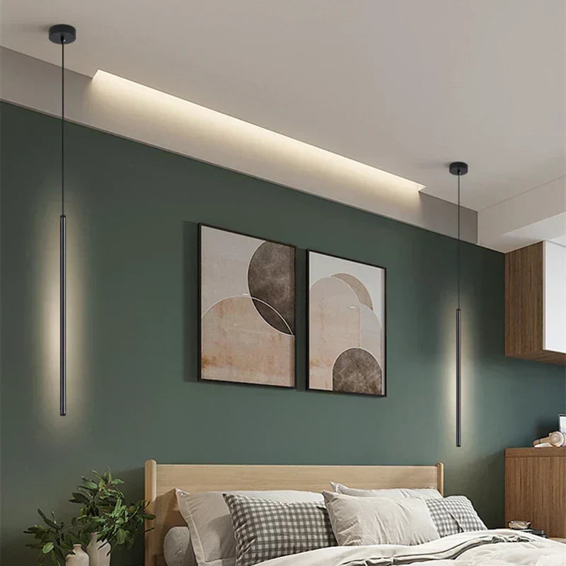 Nordisk LED Pendellampe: Minimalistisk design med kreative linjer, perfekt til soveværelset, spisestue