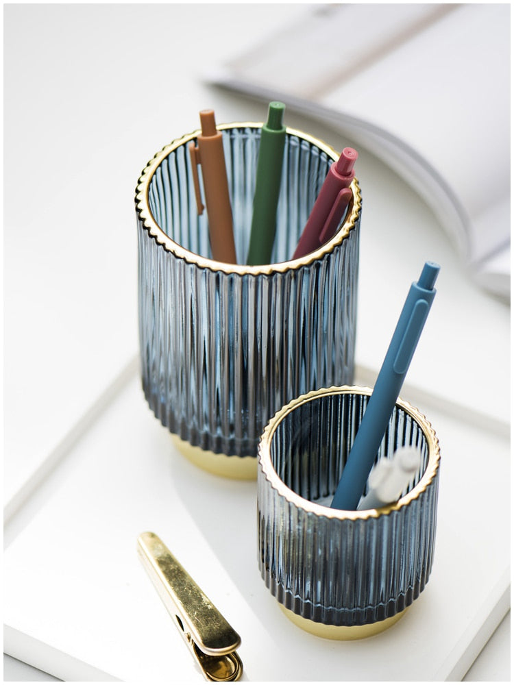 Elise Guldfolie Glas Makeup Holder &amp; Organizer
