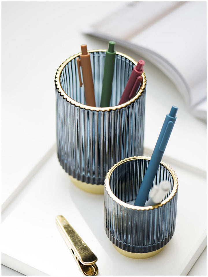 Elise Guldfolie Glas Makeup Holder &amp; Organizer