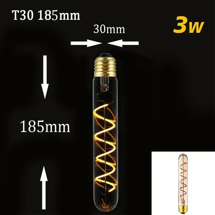 Dimmbar Vintage LED Pære (3W, E27 Base) - Gylden Spiral Filament til Kranse &amp; Dekorativ Belysning