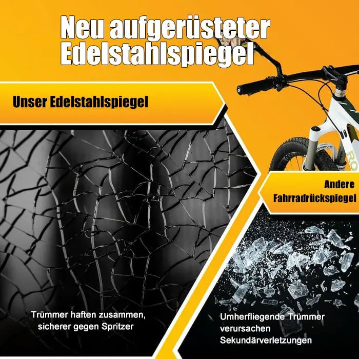Cykelspejl lavet af rustfrit stål – brudsikkert &amp; 360° roterbart for mere sikkerhed