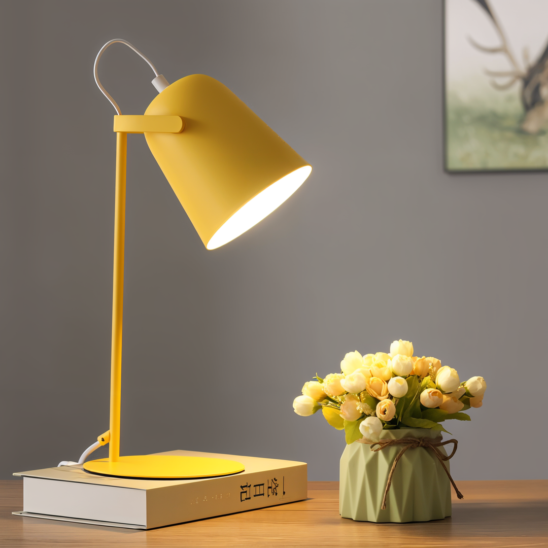 Macaron Bordlampe - Nordisk Gul Bordlampe - Justerbar Lampe