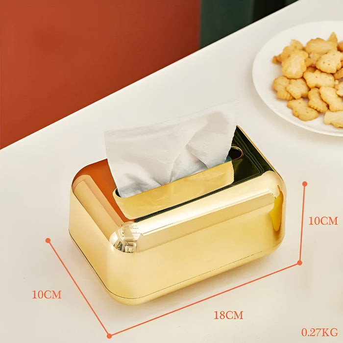 Luxurell Tissue Box | Spejl-Guld Finish | Højglans Design | Stilfuld &amp; Pæn