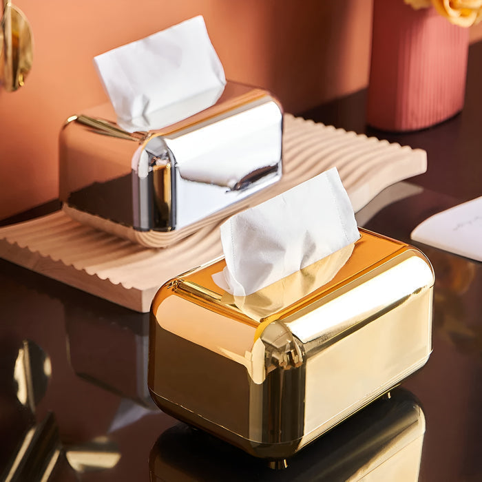 Luxurell Tissue Box | Spejl-Guld Finish | Højglans Design | Stilfuld &amp; Pæn