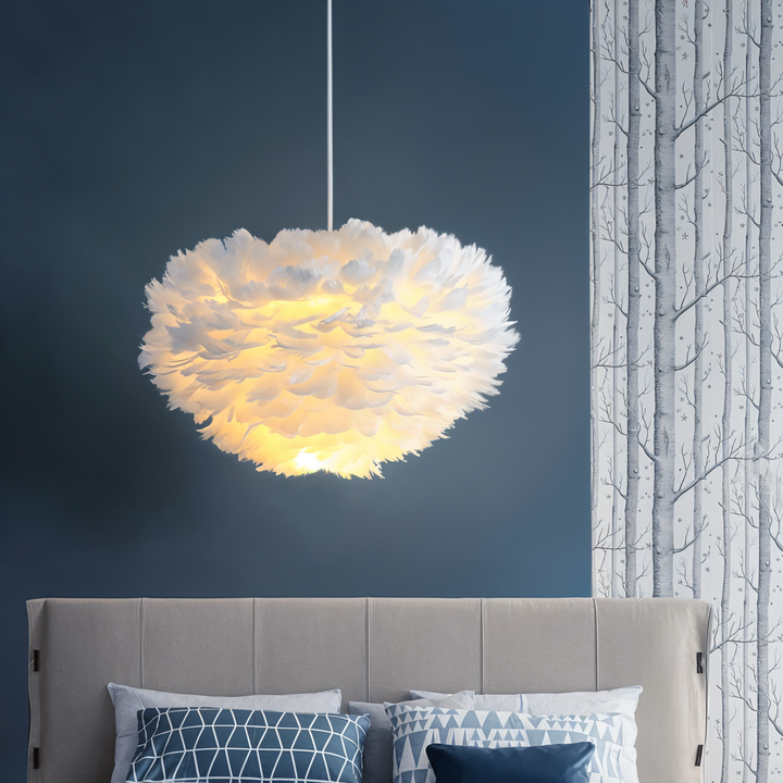Drømmefanger Fjer Chandelier - Håndlavet, justerbar pendellampe