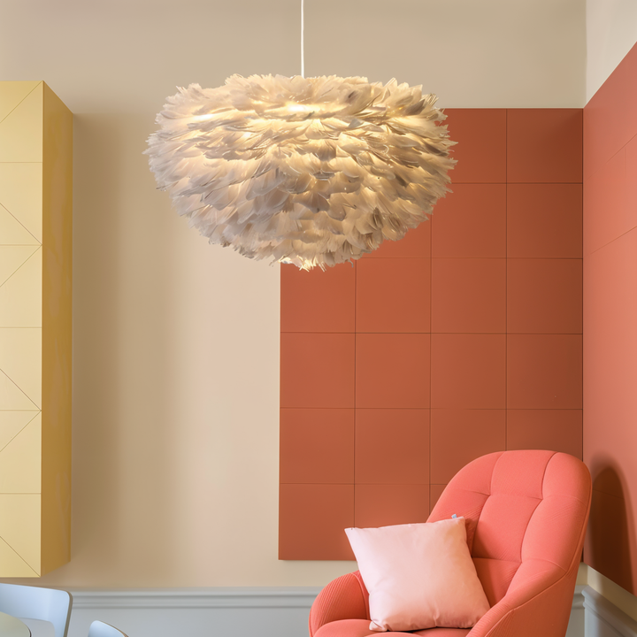 Drømmefanger Fjer Chandelier - Håndlavet, justerbar pendellampe