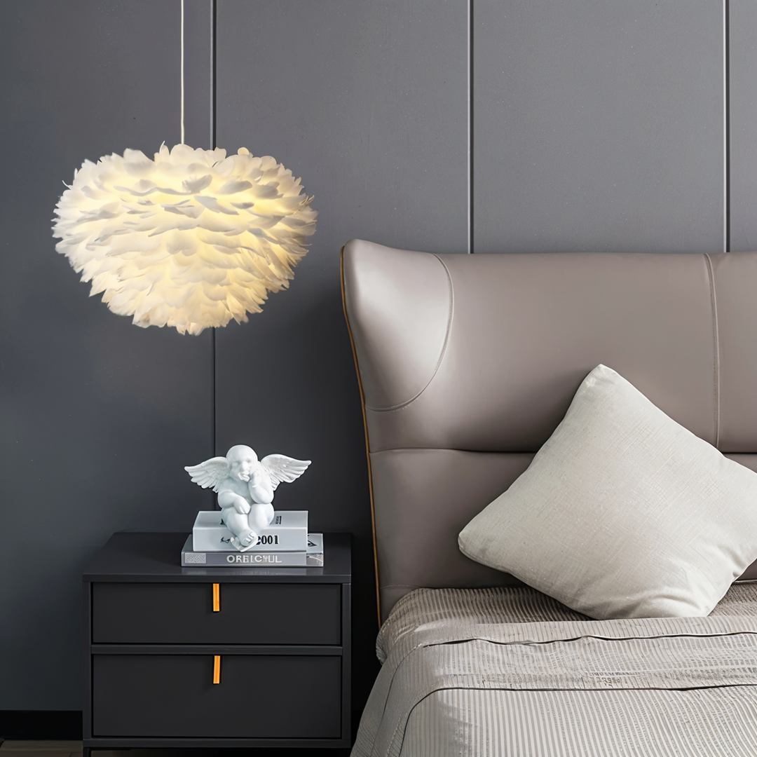 Drømmefanger Fjer Chandelier - Håndlavet, justerbar pendellampe