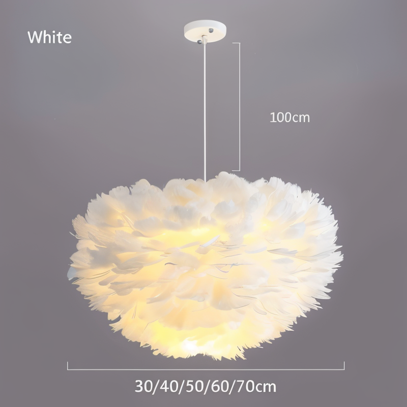Drømmefanger Fjer Chandelier - Håndlavet, justerbar pendellampe