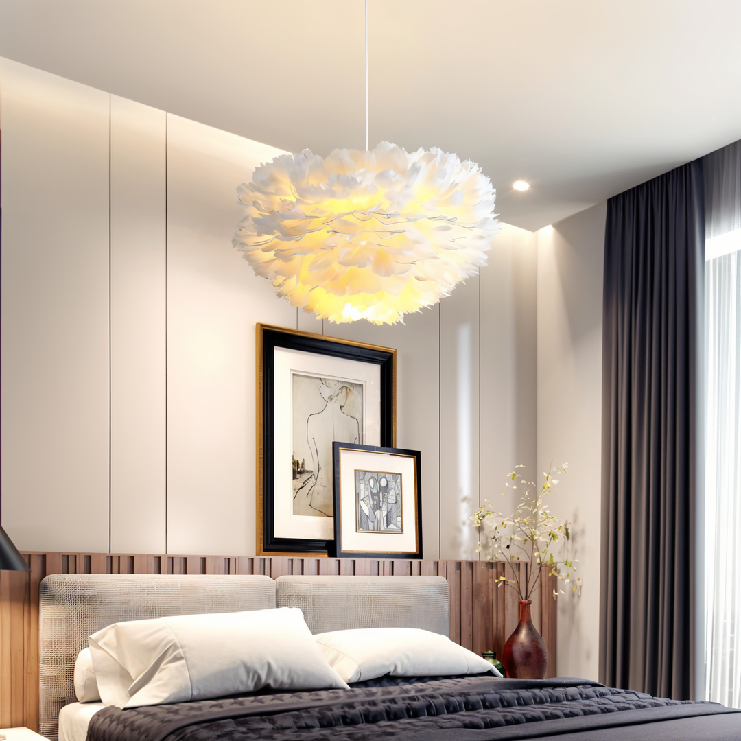 Drømmefanger Fjer Chandelier - Håndlavet, justerbar pendellampe