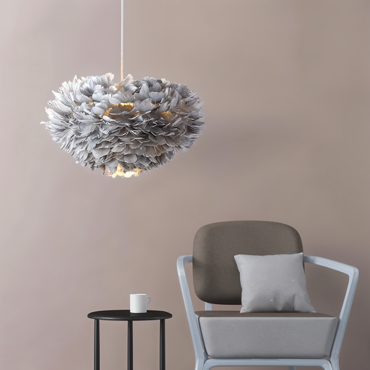Drømmefanger Fjer Chandelier - Håndlavet, justerbar pendellampe