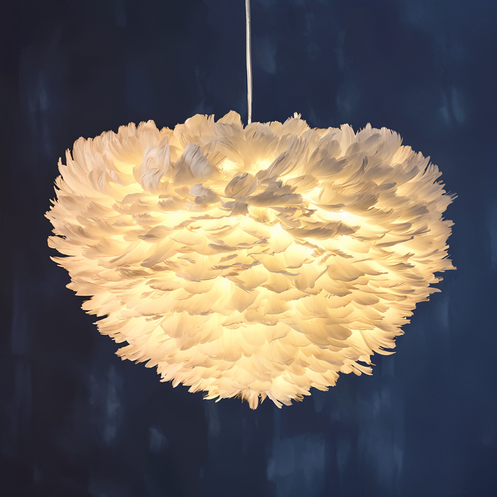Drømmefanger Fjer Chandelier - Håndlavet, justerbar pendellampe