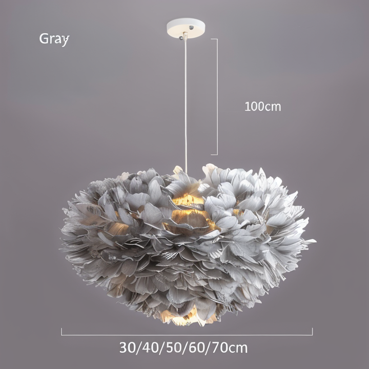 Drømmefanger Fjer Chandelier - Håndlavet, justerbar pendellampe