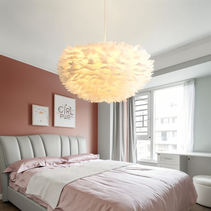 Drømmefanger Fjer Chandelier - Håndlavet, justerbar pendellampe