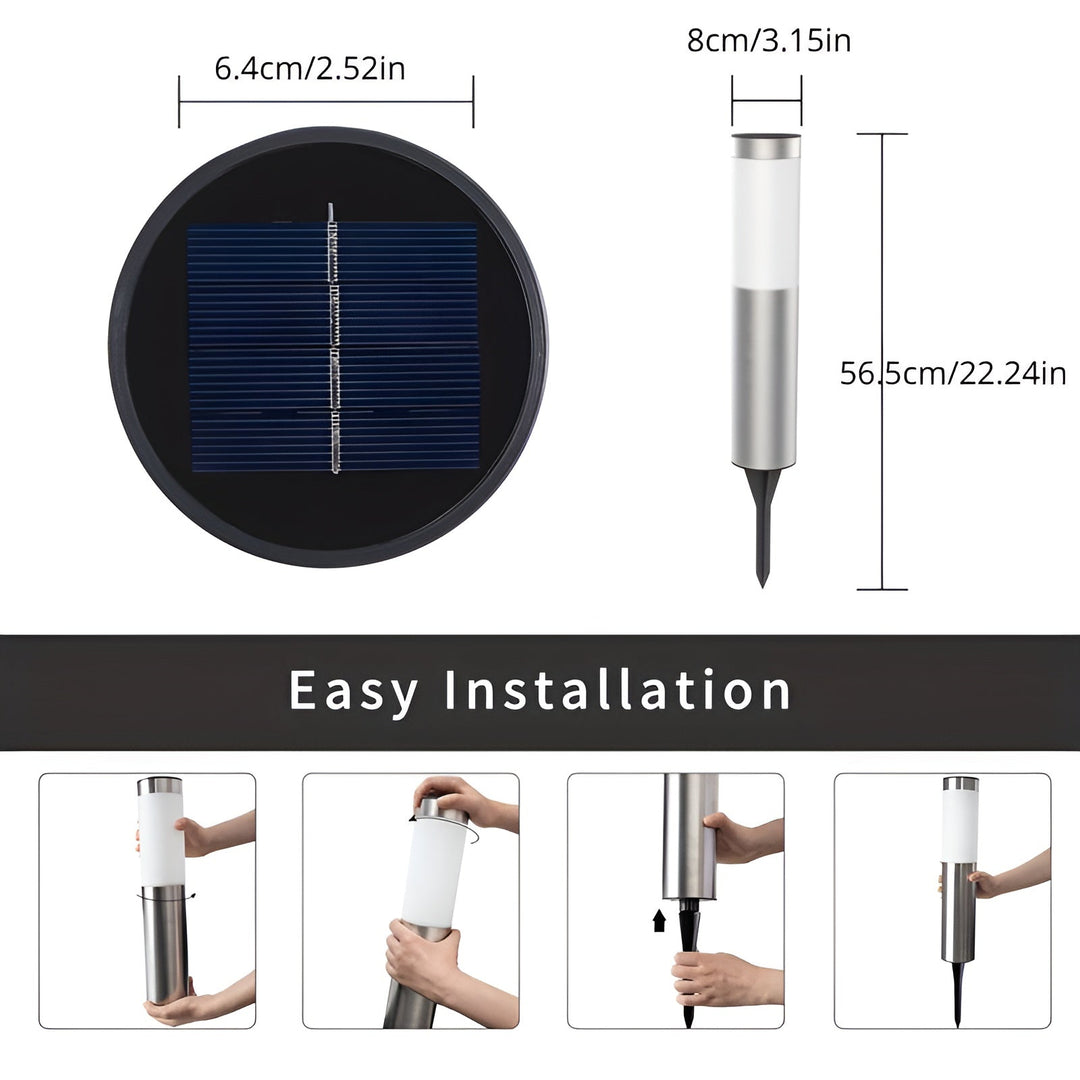 SolarShimmer - Rustfrit Stål Solpostlamper Udendørs Lampe