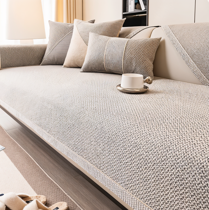 Solid Satin Sofa Cover – Skridsikker Beskytter i Bomuld og Polyester