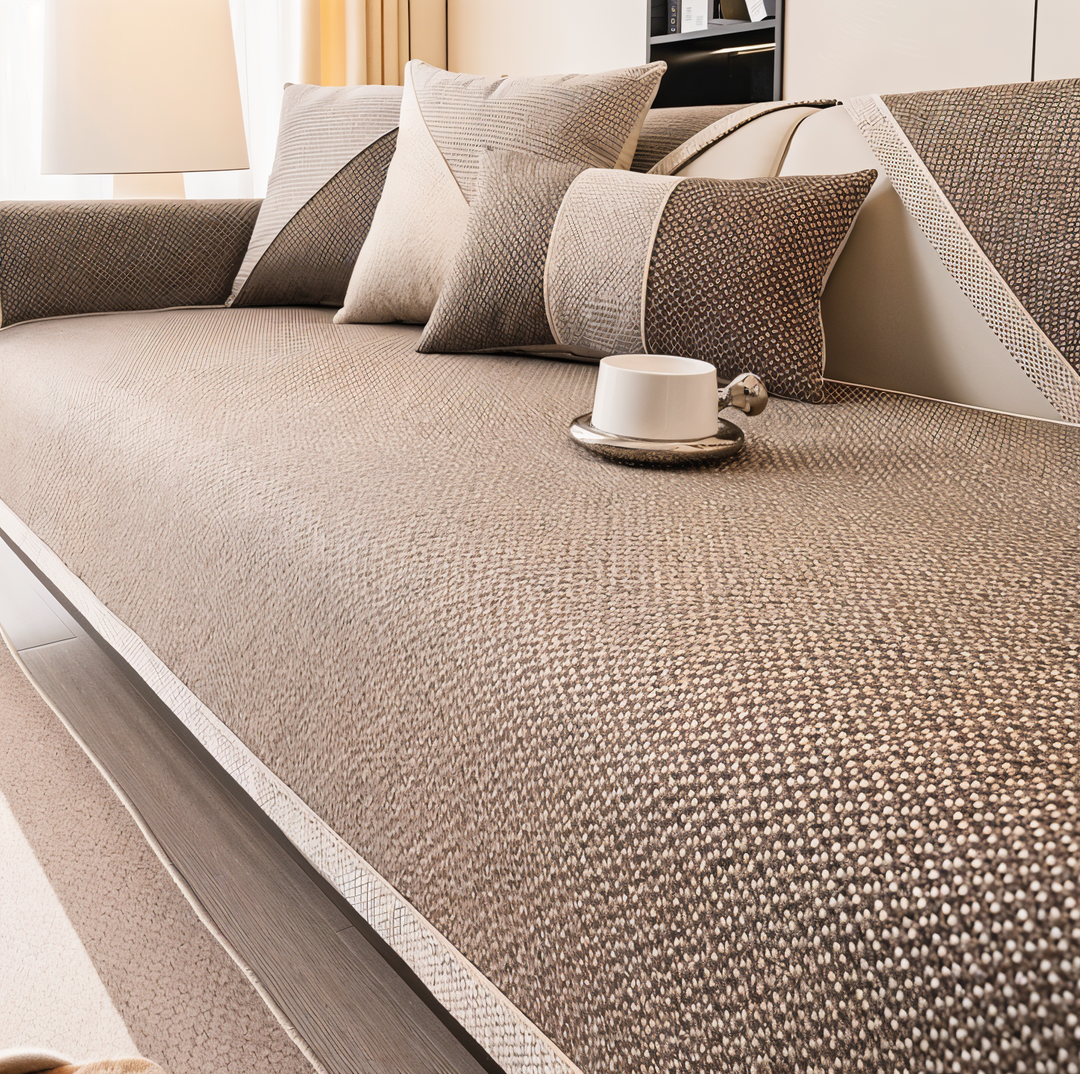 Solid Satin Sofa Cover – Skridsikker Beskytter i Bomuld og Polyester