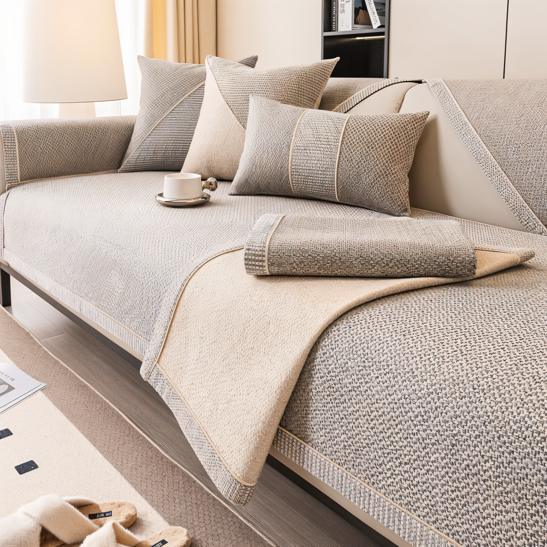 Solid Satin Sofa Cover – Skridsikker Beskytter i Bomuld og Polyester