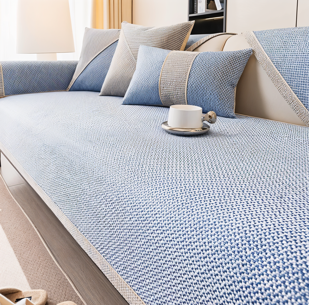 Solid Satin Sofa Cover – Skridsikker Beskytter i Bomuld og Polyester