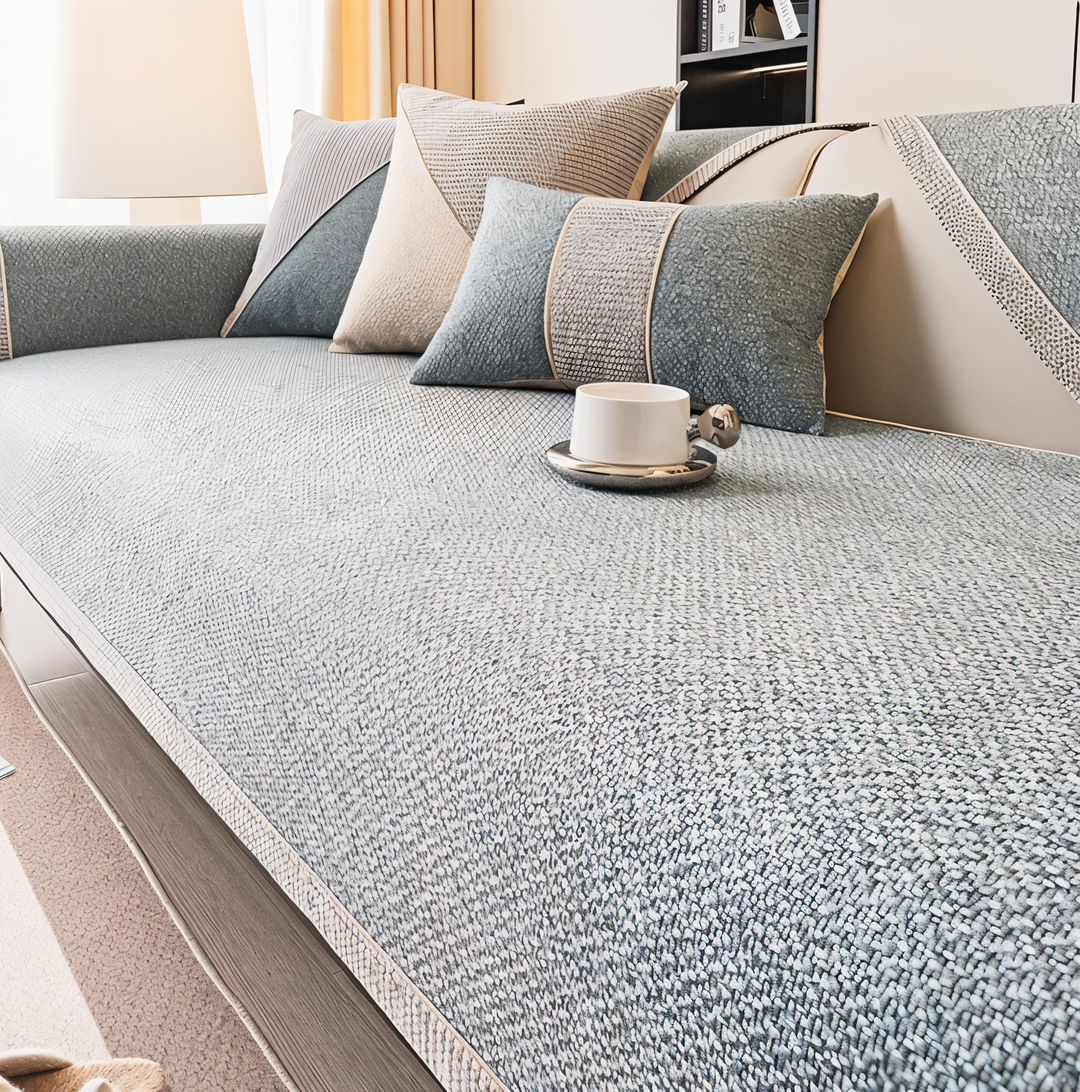 Solid Satin Sofa Cover – Skridsikker Beskytter i Bomuld og Polyester