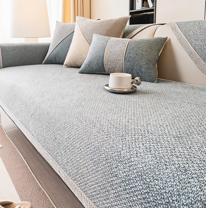 Solid Satin Sofa Cover – Skridsikker Beskytter i Bomuld og Polyester