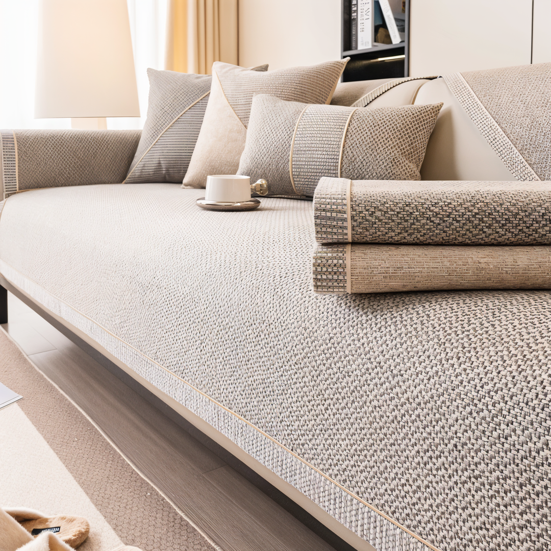 Solid Satin Sofa Cover – Skridsikker Beskytter i Bomuld og Polyester