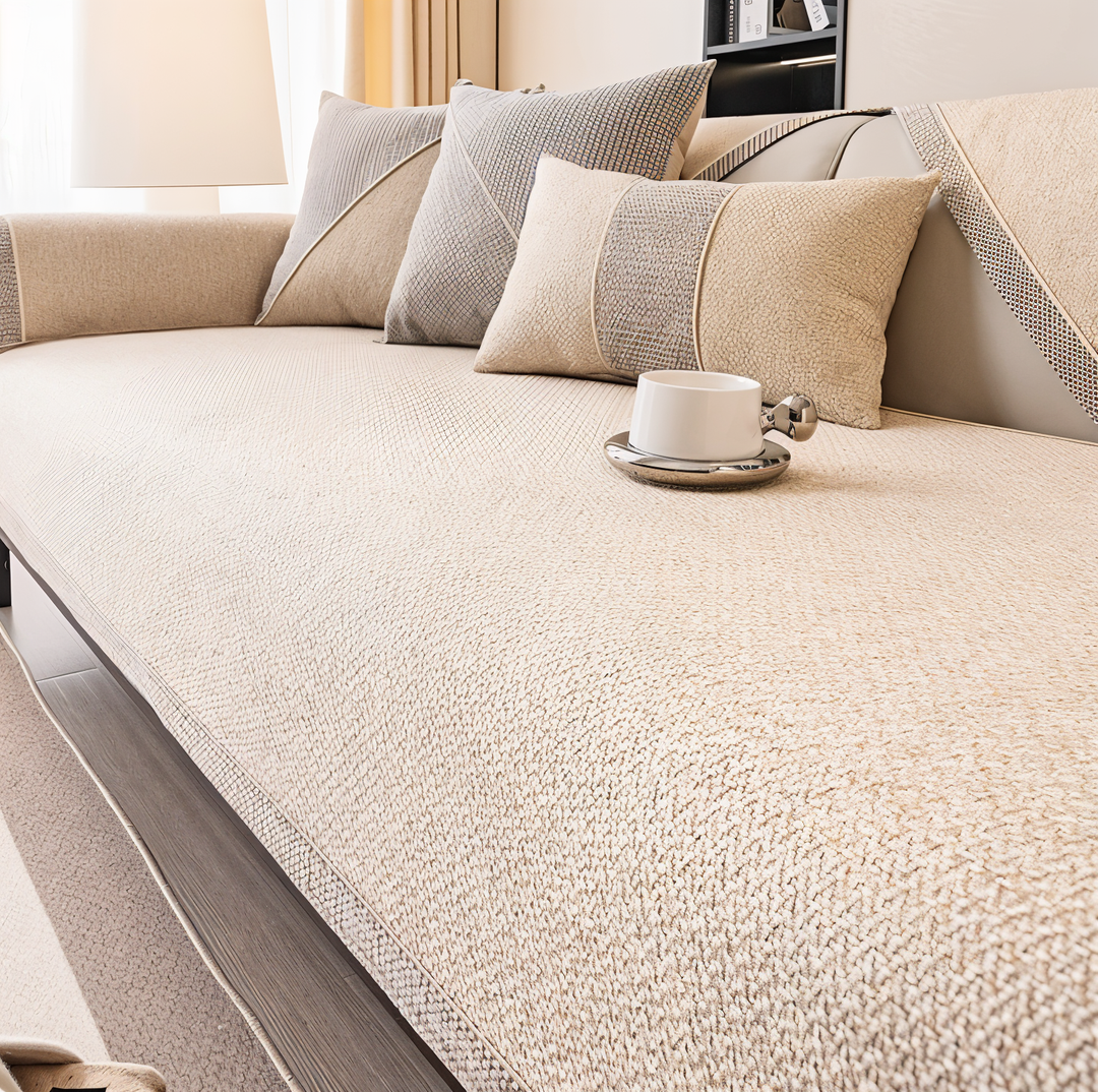 Solid Satin Sofa Cover – Skridsikker Beskytter i Bomuld og Polyester