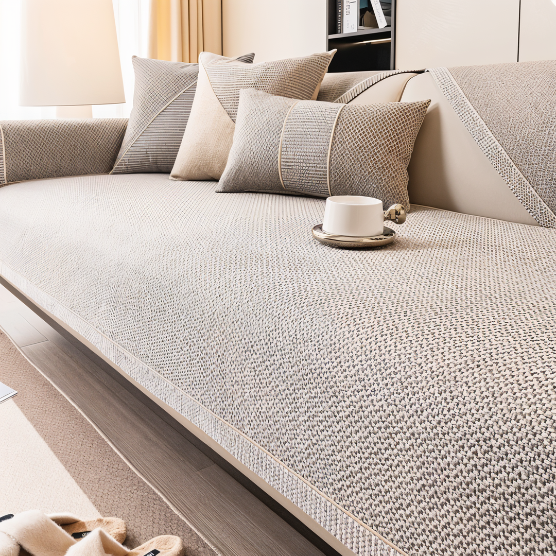 Solid Satin Sofa Cover – Skridsikker Beskytter i Bomuld og Polyester