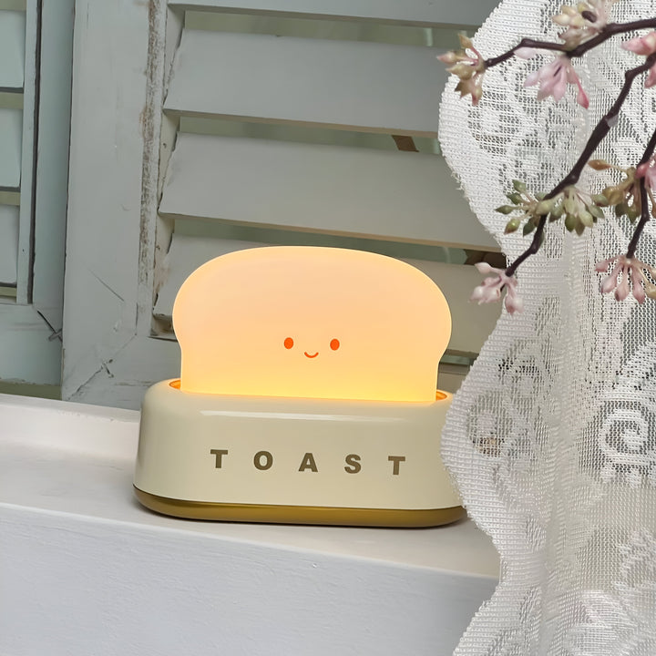 TinyToast Bordlampe – Bærbar Ristet Brødformet Natlampe med Dæmpbar LED &amp; USB-port