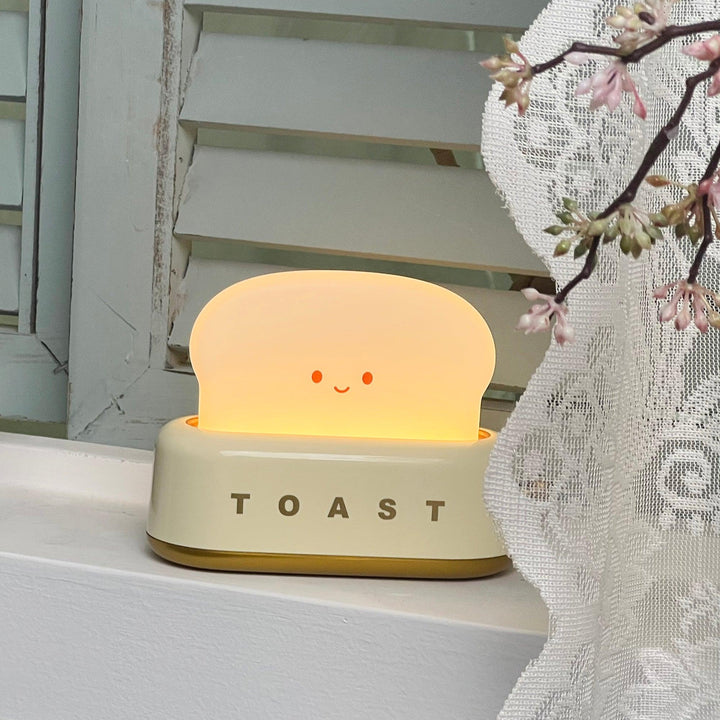 TinyToast Bordlampe – Bærbar Ristet Brødformet Natlampe med Dæmpbar LED &amp; USB-port
