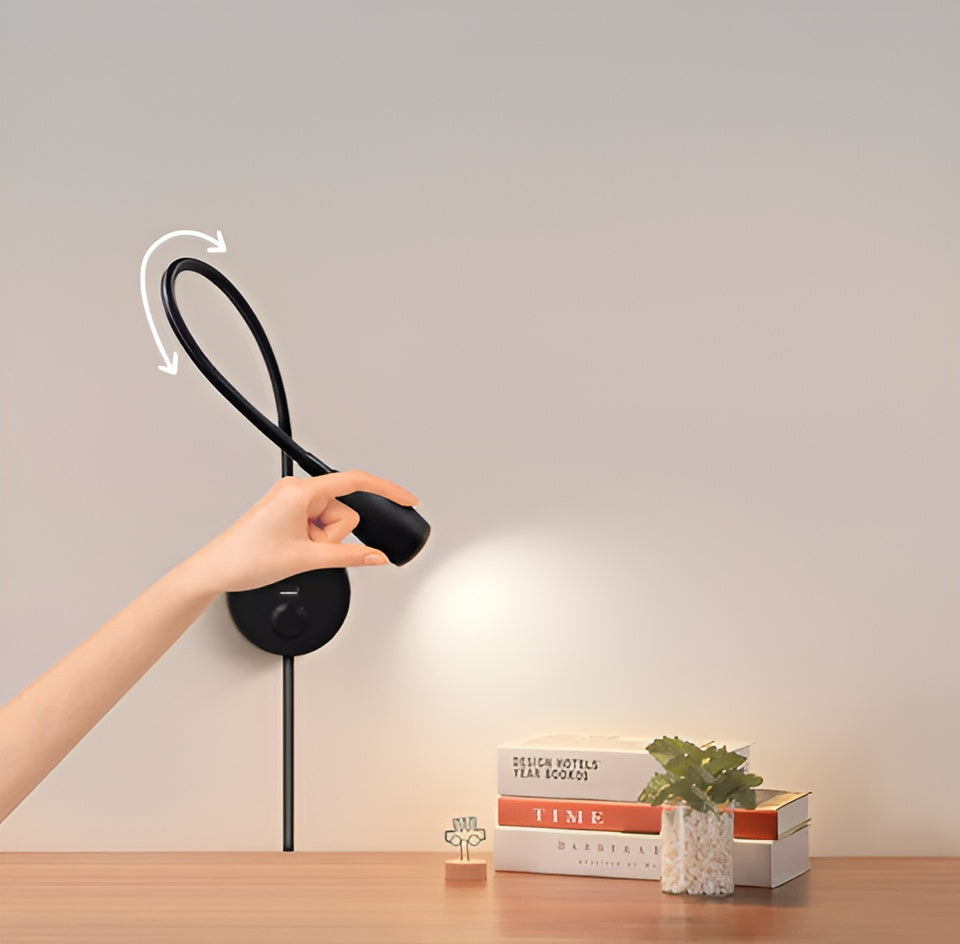 TouchGlow - 2-i-1-Swan-hals væglampe med USB-oplader til hyggelige læseaftener
