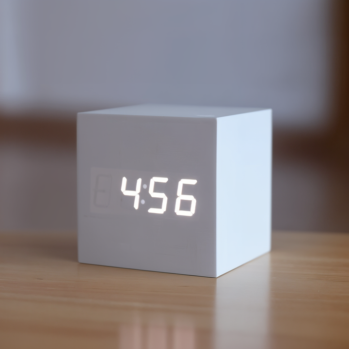 Digital LED Ur - Terning Ur - Træ Ur