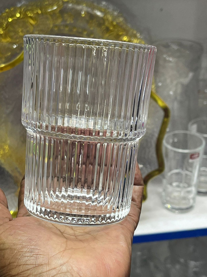 6 stk ribbede glas