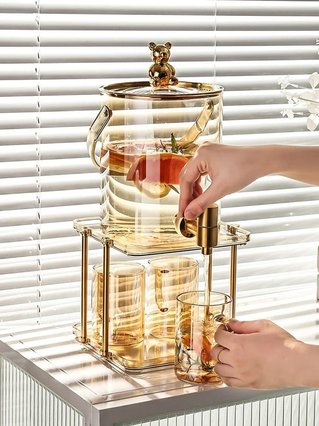 Glas juice dispenser med 4 kopper